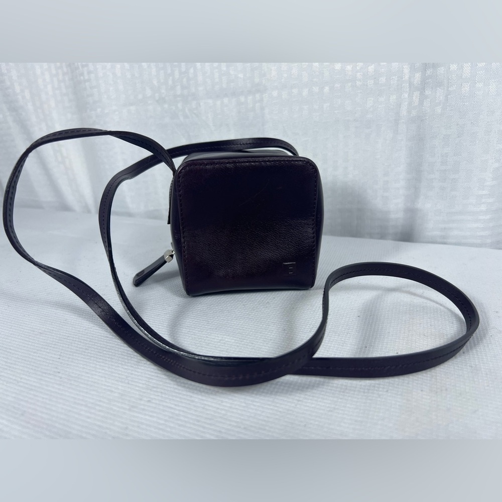 3157: Vintage Bally Burgundy Leather Rare Mini Crossbody Bag